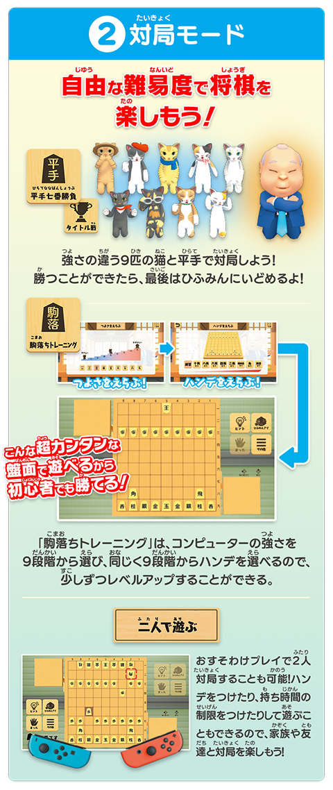 2.自由な難易度で将棋を楽しもう！