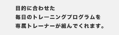 目的に合わせた毎日のトレーニングプログラムを専属トレーナーが組んでくれます。